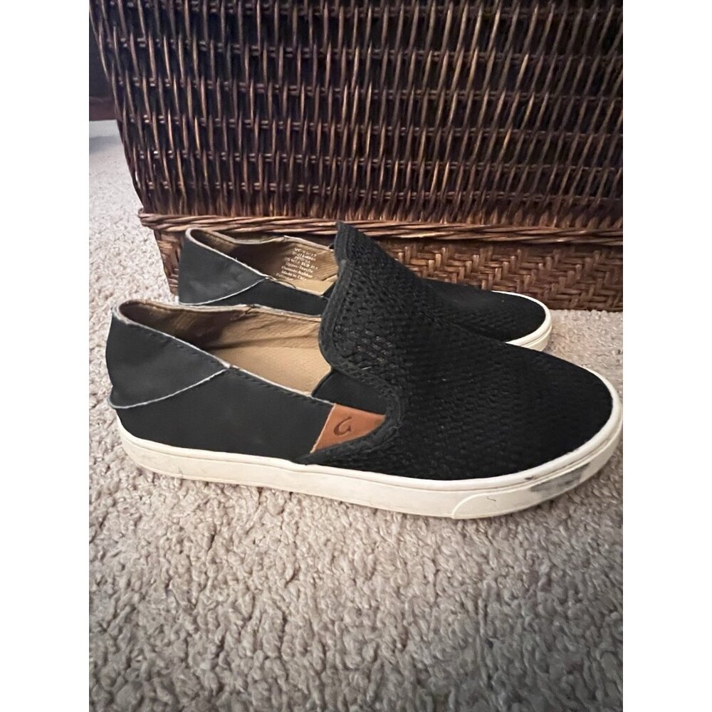 OluKai Pehuea Mesh Slip On Sneakers Black Casual Shoes Women’s Size 7.5